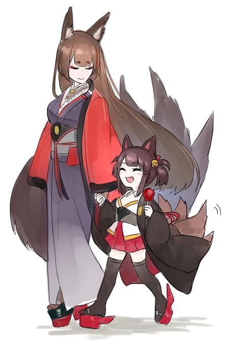 Safebooru - 2girls akagi-chan (azur lane) amagi (azur lane) animal ears ...