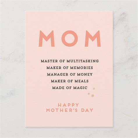 Mothers Day MOM acronym cute funny Card | Zazzle | Mother day message ...