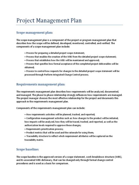 Complete Project Management Plan Example PDF 的图像结果