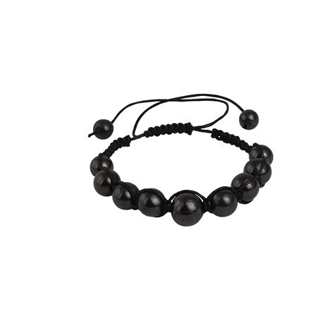 Buy Heka Naturals Shungite Stones Bead Bracelet | Handmade Natural ...