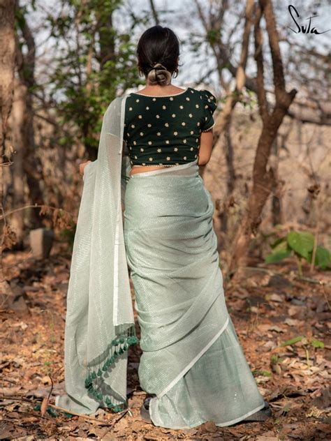 Mint Green Cotton Zari Saree|Tranquil Sitara|Suta – suta