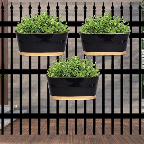 ecofynd 12 Inches Aurelia Railing Planters for Balcony, Hanging Pots ...