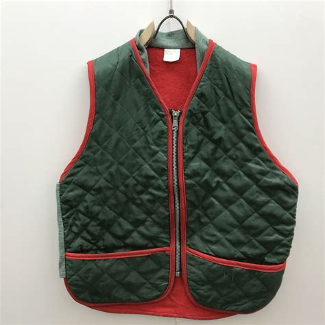USED ユーズド 70〜80年代 CANADA製 CLIX ファスナー 裏赤フエルト ナイロンキルトベスト ハンターグリーン L | 古着屋 ...