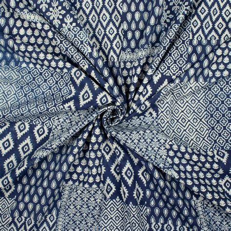 Indigo Traditional Pattern Dabu Handblock Cotton Fabric – Fabcurate