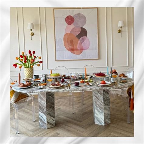 Myra Fantasy Brown Marble Dining Table 8 Seater – Luxury Handicrafts