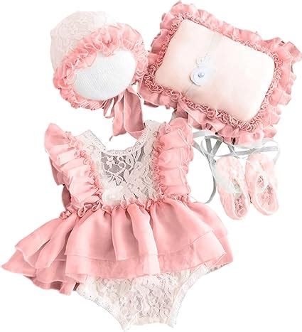 Babymoon | Set Of 4 | Baby Lace Romper, Cap, Pillow & Shoes | Baby Pho ...