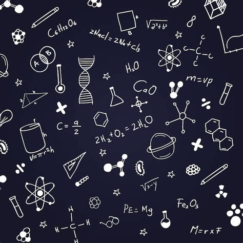 Hand drawn scientific formulas on chalkboard | Free Vector