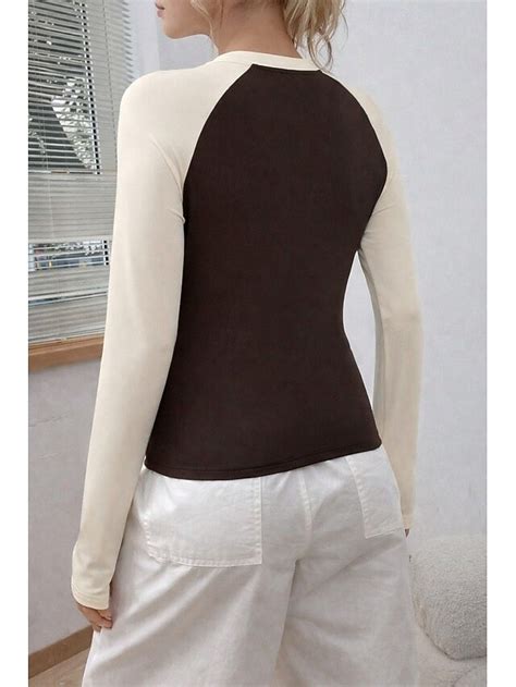 Women's Raglan T Shirt Tee Top Patchwork Color Block Stylish Casual ...