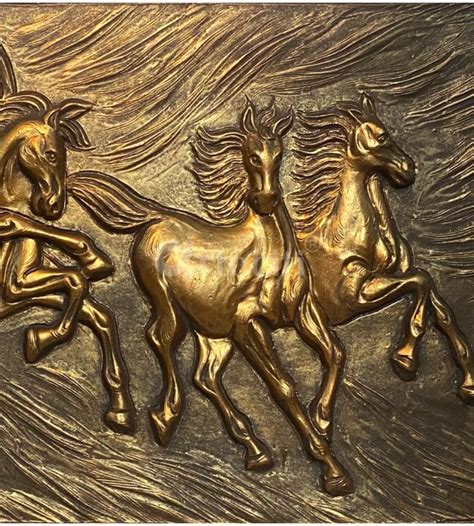 Buy Vastu Inspired 7 Horse 3D Relief Mural Wall Art Online - Artociti