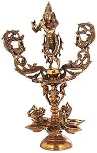 Buy Exotic India Lord Krishna Devotional Lamp - Brass Statue Online at ...