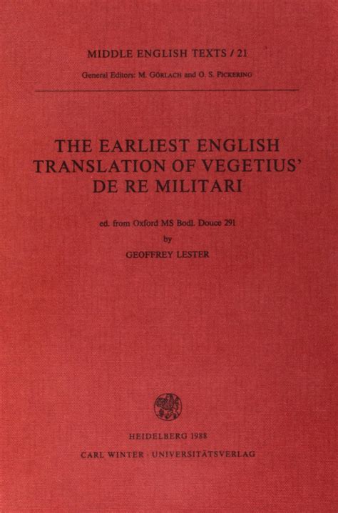 Buy The Earliest English Translation of Vegetius De Re Militari: 21 ...