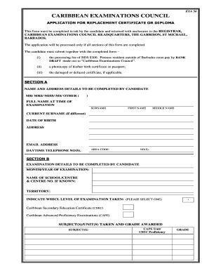 Cxc Certificate Request Form - Fill and Sign Printable Template Online