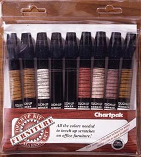 Chartpak Wood Furniture Touch-Up Markers, Tri-Nib, 9-Woodgrain Color ...