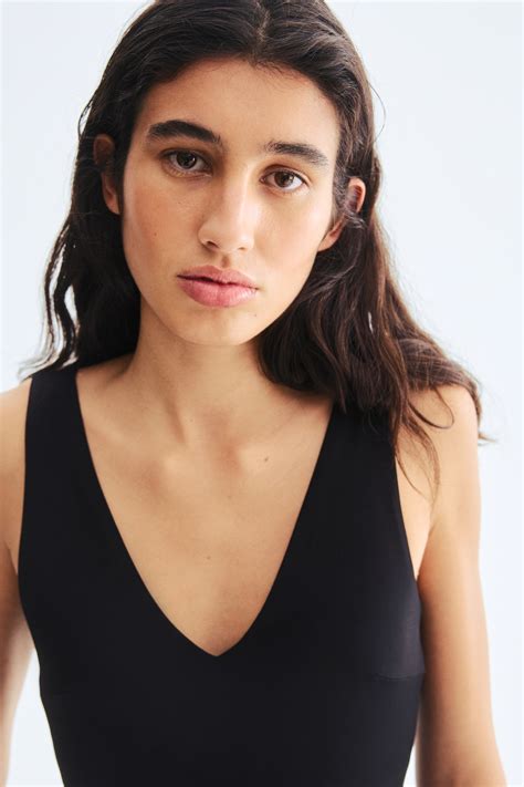 Women's Black V-neck jersey body | H&M IN