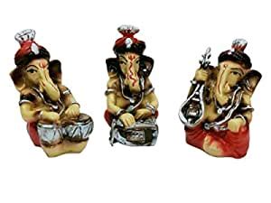 Buy Dhairya Creations- Different Instruments Playing Three Lord Ganesha ...