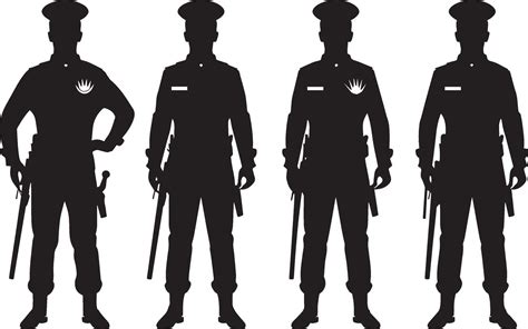 Silhouettes of police officers in different poses 51296108 Vector Art at Vecteezy