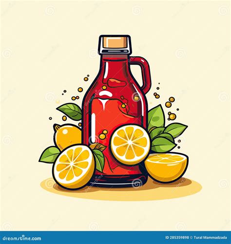 Vector of a Bottle of Ketchup Surrounded by Lemons on a White ...
