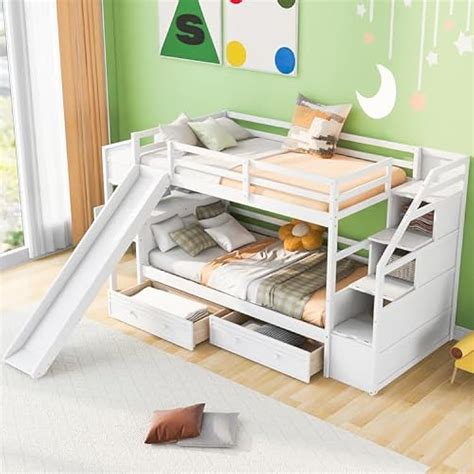Bellemave Twin Over Twin Bunk Bed with Stairs, India | Ubuy