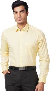 Raymond Men Self Design Formal Yellow Shirt - Buy Raymond Men Self ...