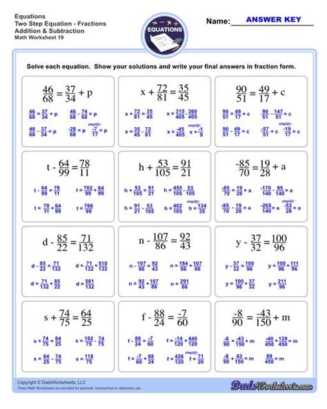Image result for Worksheets Two-Step Equations Addition and Subtraction