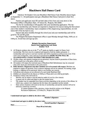 Fillable Online Dance Card Registration Form Fax Email Print - pdfFiller