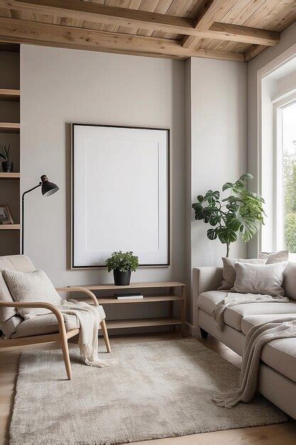 Empty frame in a cozy living room | Premium AI-generated image
