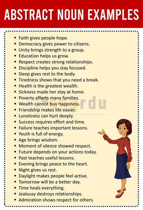 100+ Abstract Noun Examples in Sentences - Engrdu