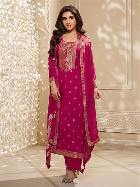 Dola Silk Jacquard Kurta With designer Yoke and handwork with trousers ...