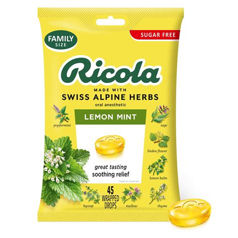 Ricola Sugar Free Lemon Mint Throat Drops - 45 Count - Walmart.com