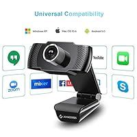 J JOYACCESS Webcam 1080P Full HD, Webcam with Microphone for PC, USB 2. ...
