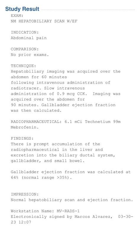 Abnormal Gallbladder Hida Scan Results