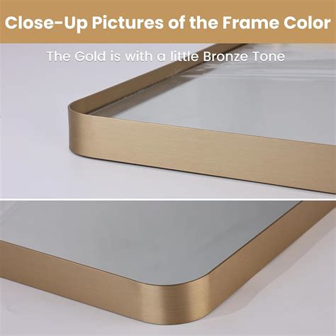 LOAAO 40”X36” Gold Bathroom Mirror, Rounded India | Ubuy