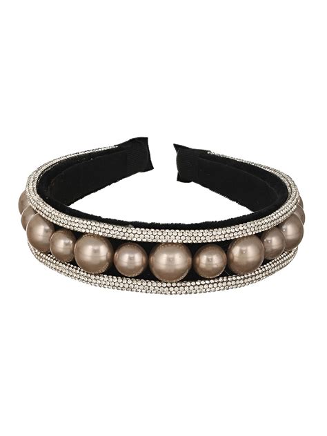 Black-Toned Metallic & Cz Studded Embellished Hairband