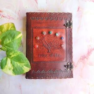 Buy Large Seven Stone Journal With Lock, Tree of Life Embossed Leather ...