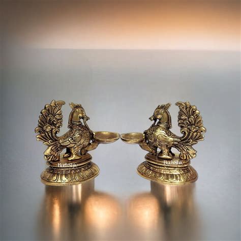 Brass Annam Lamps with Engraved Base | Budhshiv.com