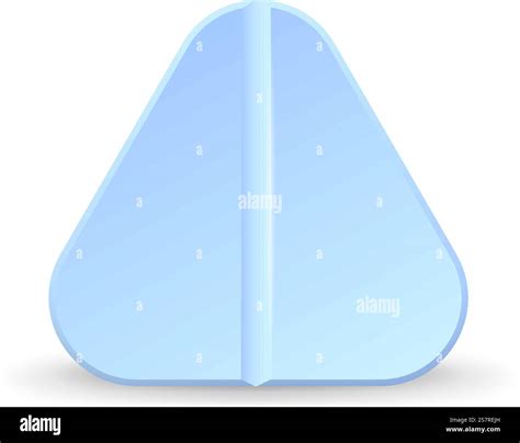 Blue tablet mockup. Triangle shape medical drug isolated on white background. Blue tablet mockup ...