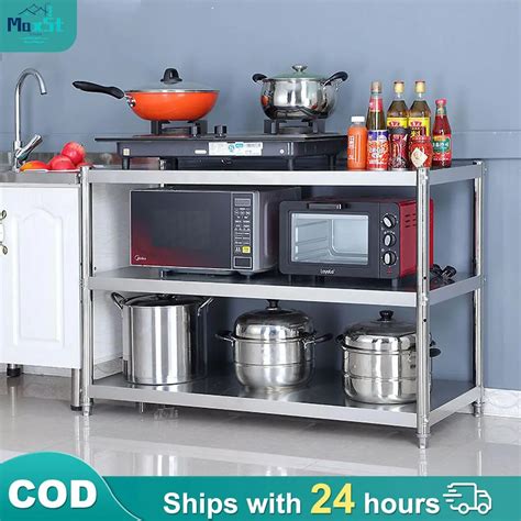 MS Stainless Steel Kitchen Storage Rack Shelf Rak Dapur Multipurpose ...
