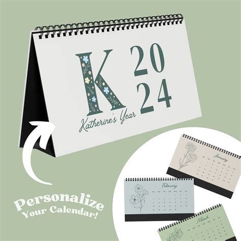 Custom Desk Calendar 2024, 2024 Calendar, Personalized Desk Decor 2024 ...