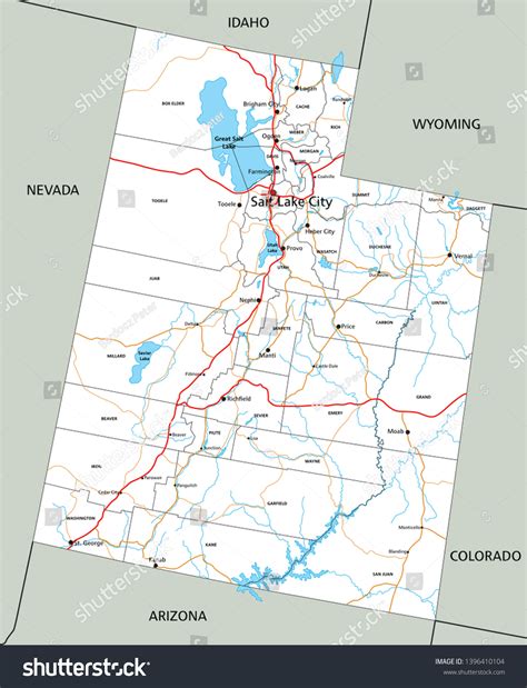 High Detailed Utah Road Map Labeling Stock Vector (Royalty Free) 1396410104