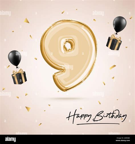Celebration of a nine years anniversary. Birthday number 9 black ...