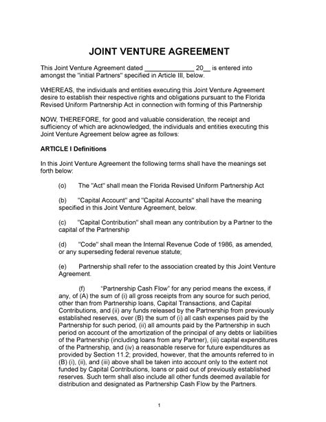53 Simple Joint Venture Agreement Templates [PDF, DOC] ᐅ TemplateLab