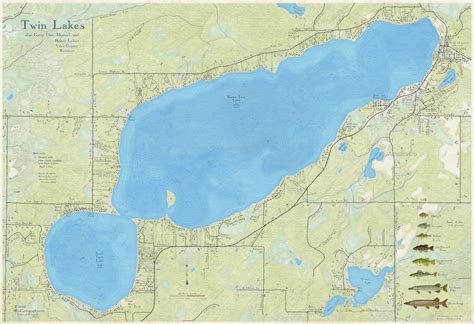New Map of North and South Twin Lake (Twin Lakes) Vilas County