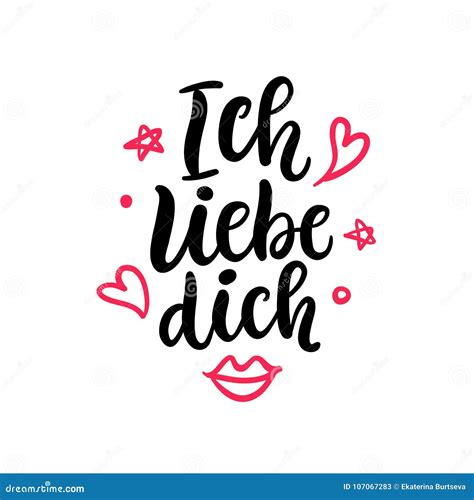 I Love You Phrase in German. Hand Written Lettering, Stock Vector ...