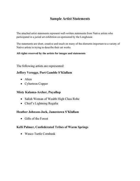31 Best Artist Statement Examples & Templates ᐅ TemplateLab
