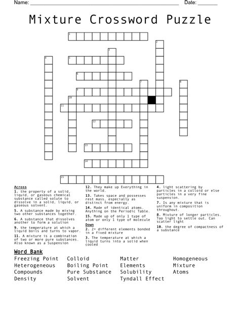 Mixture Crossword Puzzle - WordMint