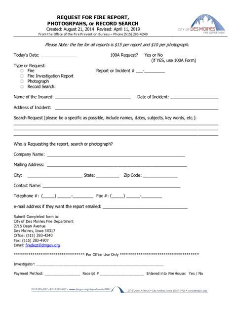 Fillable Online REQUEST FOR FIRE REPORT, Fax Email Print - pdfFiller