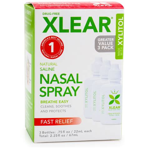 Amazon.com: XLEAR Nasal Spray, 1.5 oz., All-Natural Saline and Xylitol Moisturizing Sinus Care ...
