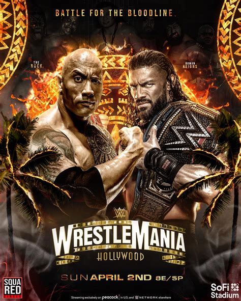 Poster I created for The Rock vs Roman Reigns at Wrestlemania. : r ...