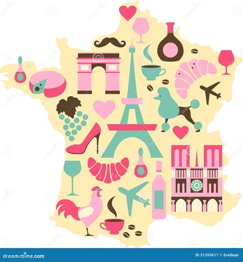 France symbols stock vector. Illustration of french, romance - 31393617