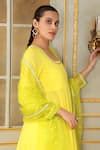 Buy Yellow Cotton, Organza Gota Patti, Mirrors Scoop Saadgi Work ...